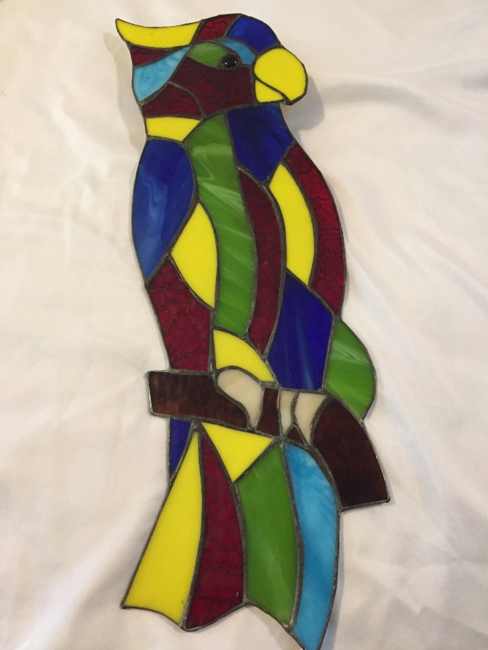 Stained Glass Macaw/Parrot Glass Eyes 18" x 6" Hanging Beautiful Leaded Beautif